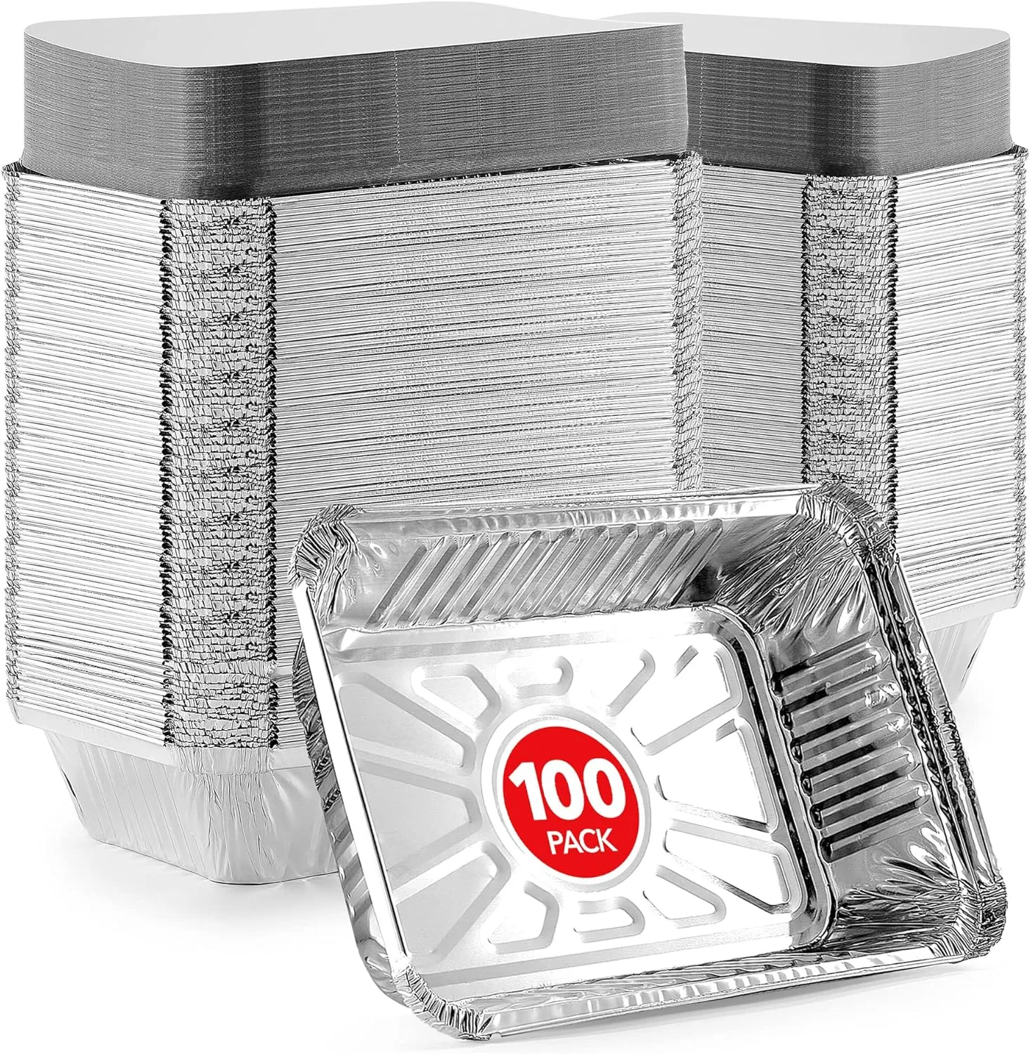 Stock Your Home 2 Lb Small Aluminum Pans with Lids (100 Pack) Foil Pan   Cardboard Lid, Disposable Cookware, Takeout Trays with Lids - To Go Disposable Food Containers for Restaurants & Catering