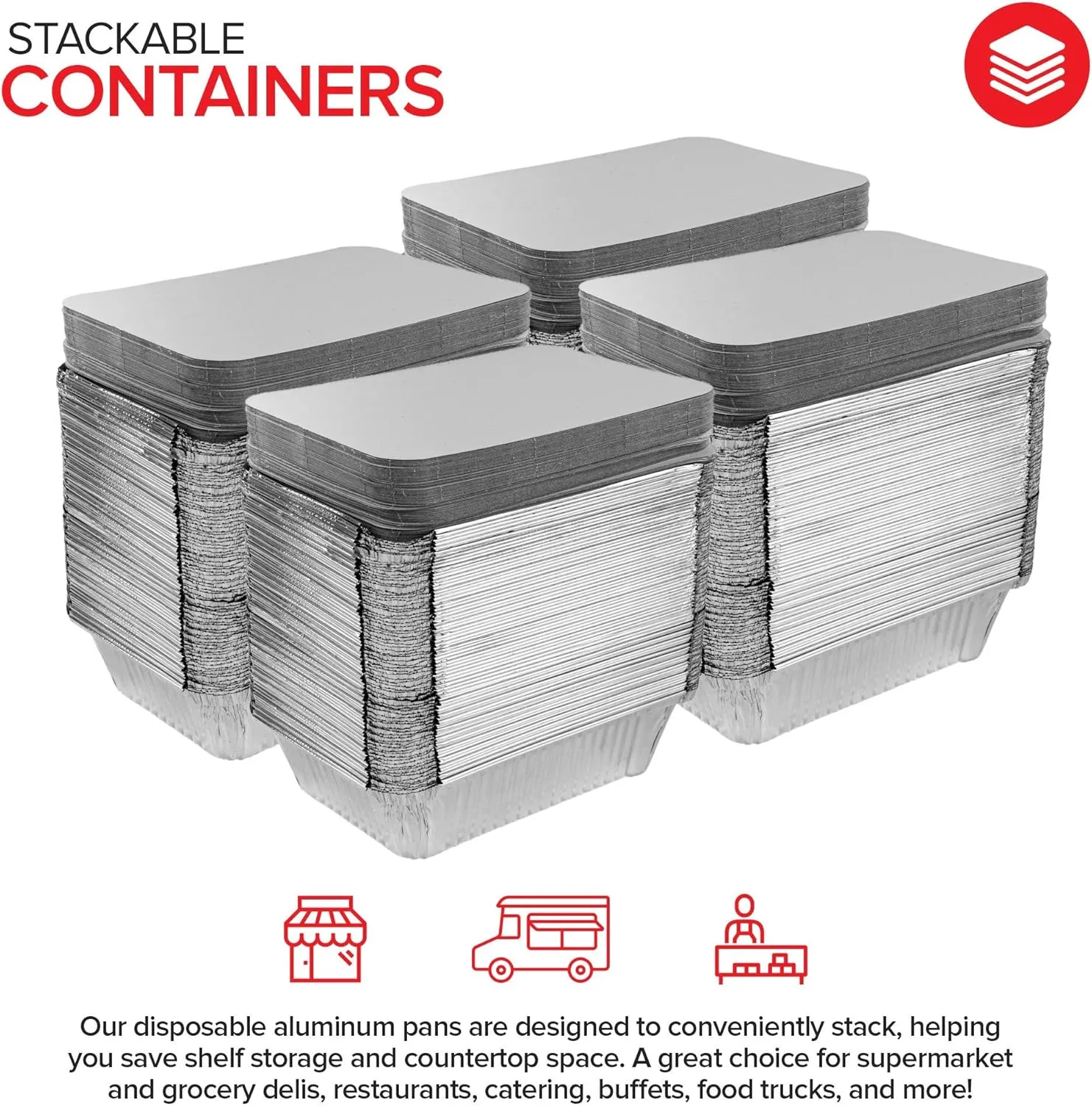 Stock Your Home 2 Lb Small Aluminum Pans with Lids (100 Pack) Foil Pan   Cardboard Lid, Disposable Cookware, Takeout Trays with Lids - To Go Disposable Food Containers for Restaurants & Catering