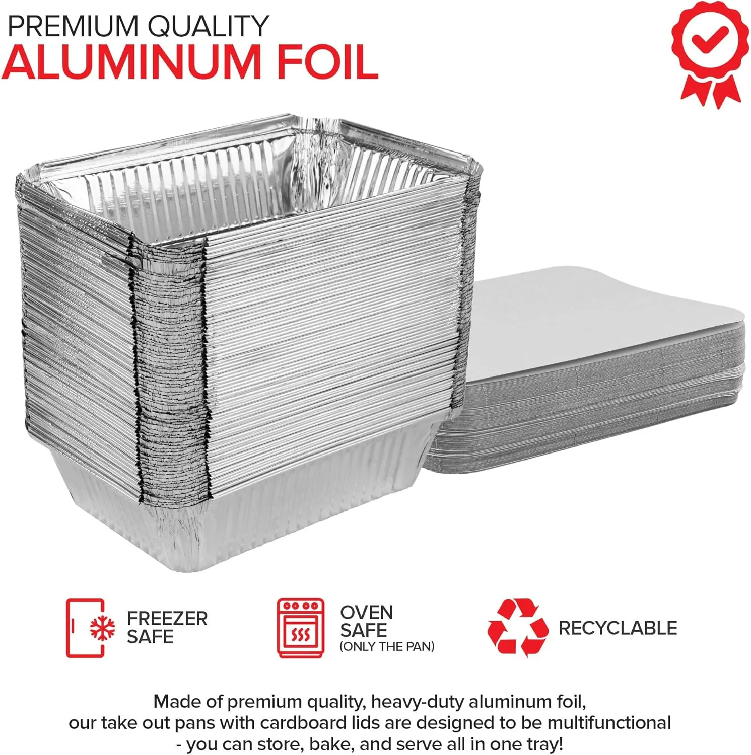 Stock Your Home 2 Lb Small Aluminum Pans with Lids (100 Pack) Foil Pan   Cardboard Lid, Disposable Cookware, Takeout Trays with Lids - To Go Disposable Food Containers for Restaurants & Catering