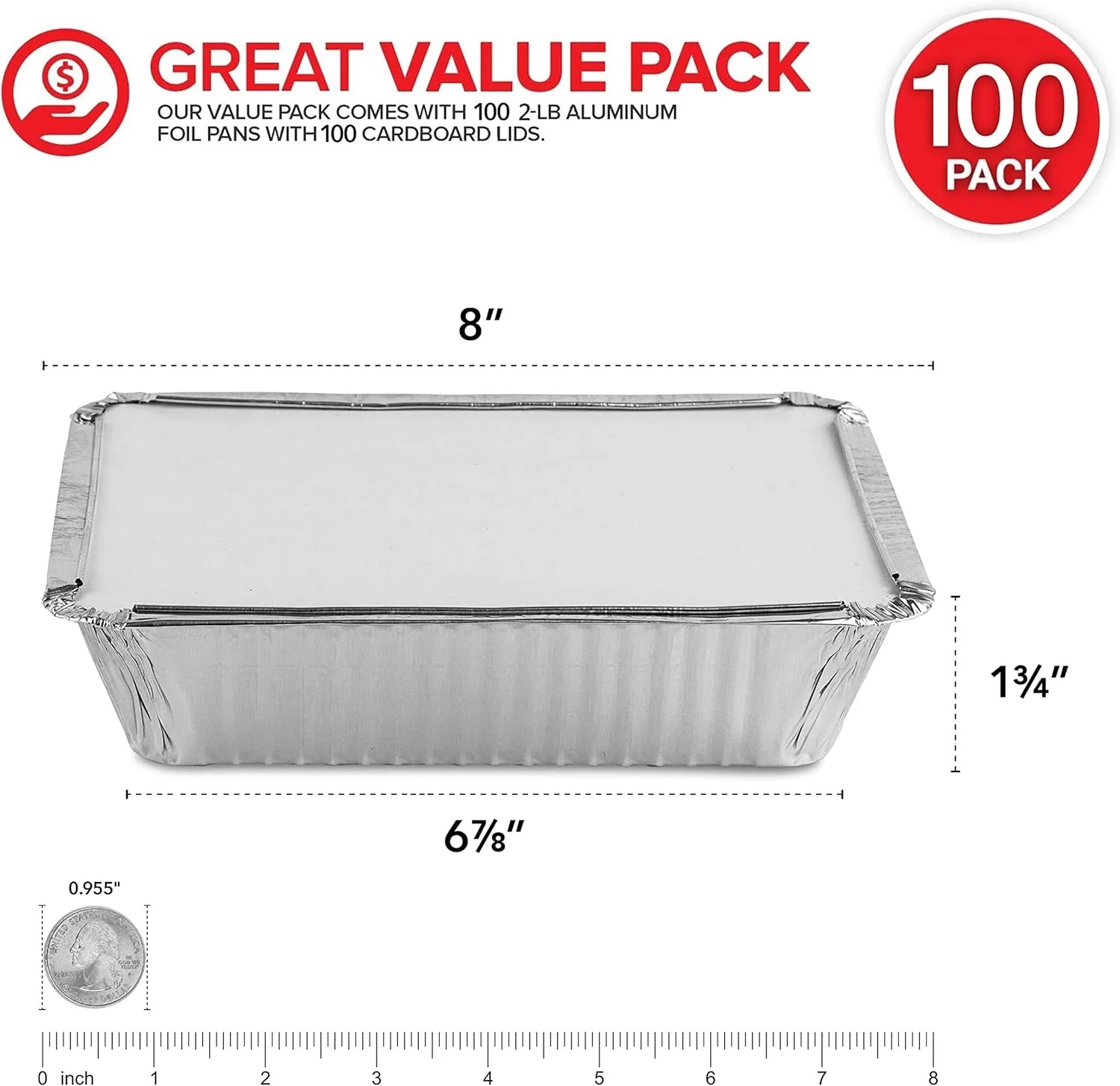Stock Your Home 2 Lb Small Aluminum Pans with Lids (100 Pack) Foil Pan   Cardboard Lid, Disposable Cookware, Takeout Trays with Lids - To Go Disposable Food Containers for Restaurants & Catering