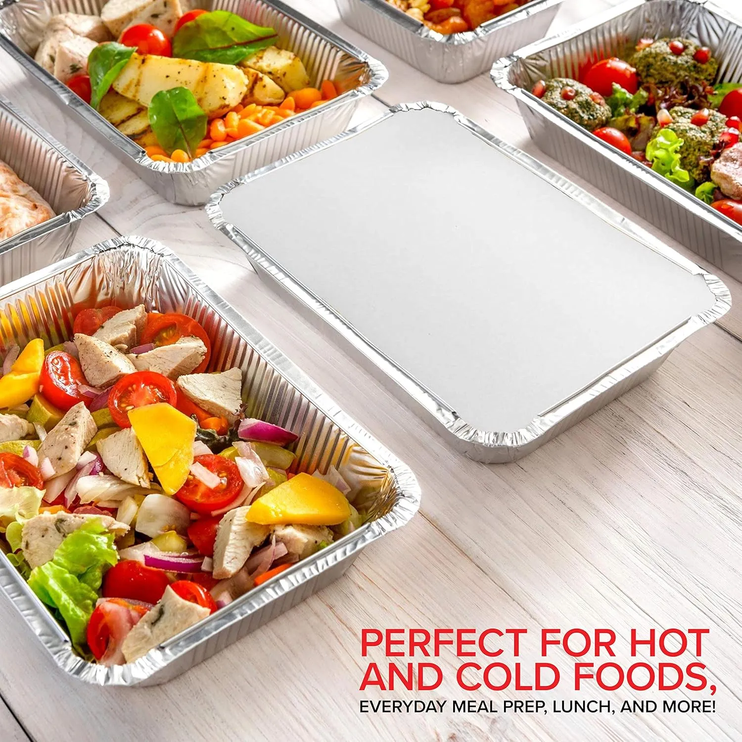 Stock Your Home 2 Lb Small Aluminum Pans with Lids (100 Pack) Foil Pan   Cardboard Lid, Disposable Cookware, Takeout Trays with Lids - To Go Disposable Food Containers for Restaurants & Catering
