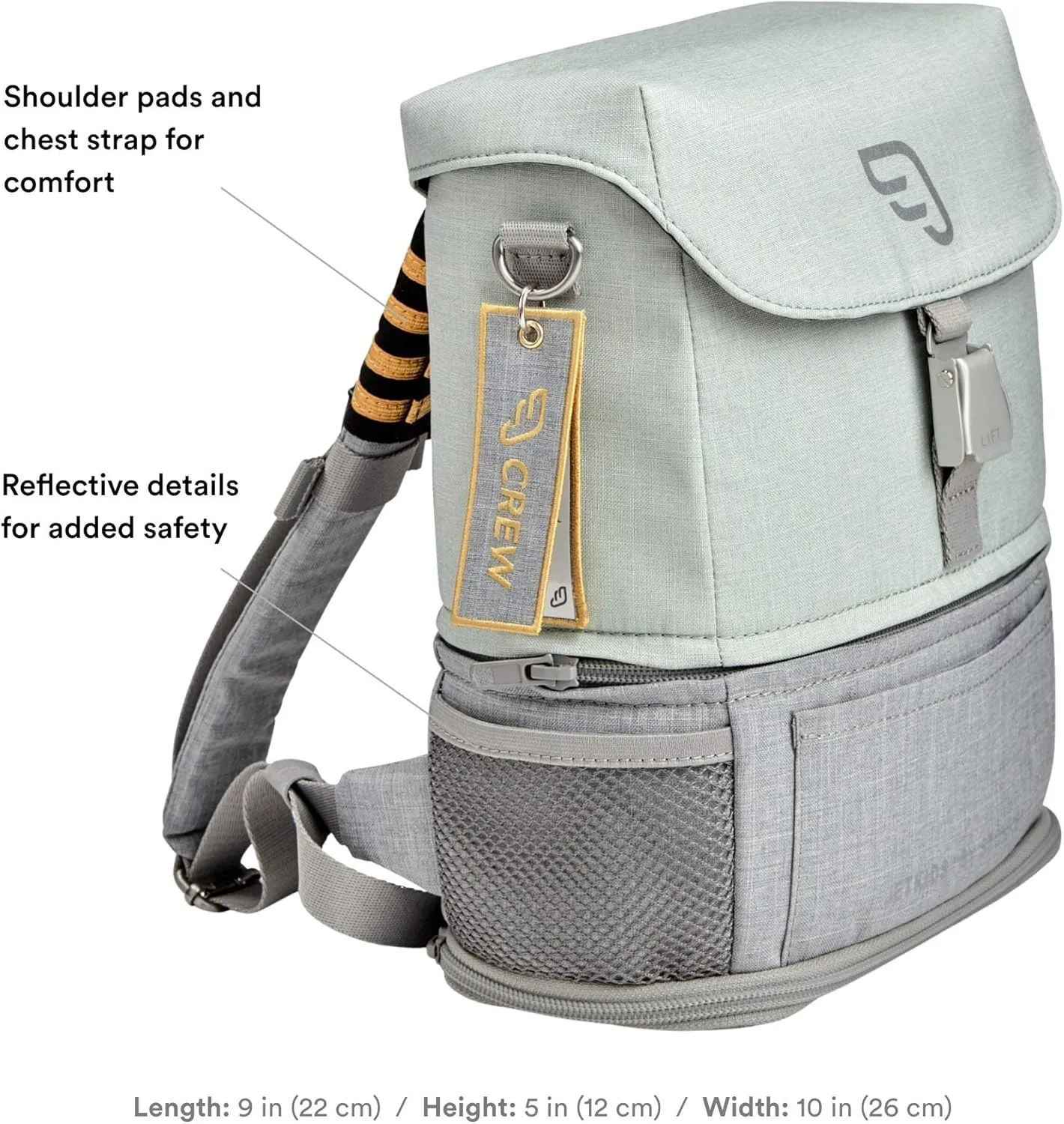 Stokke JetKids BackPack, Green Aurora - Expandable Design for Kids 2-7 Years Old - Easy-to-Clean, Water Repellent Fabric - Includes Pull-Out Seat Pad, Name Tag & Detachable Captain Stripes