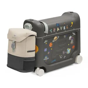 Stokke JetKids Travel Bundle, Midnight Grey - Includes BedBox Ride-On Suitcase & Backpack - Best for Kids 2-7 Years Old (Up to 77 lbs)