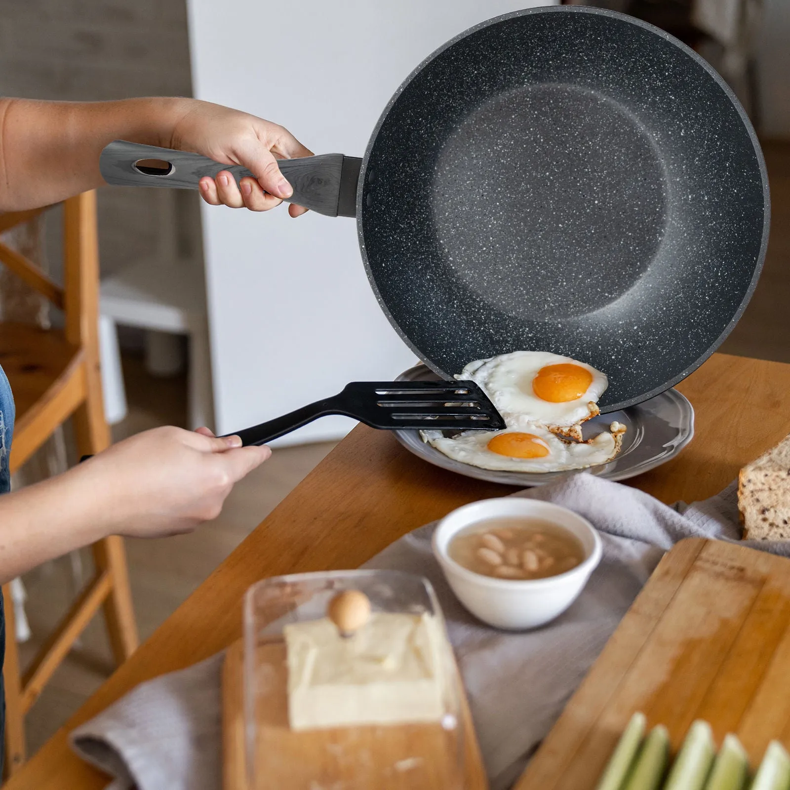 Stone Chef Forged Wok Non Stick Cookware Kitchen Grey Handle - 28cm