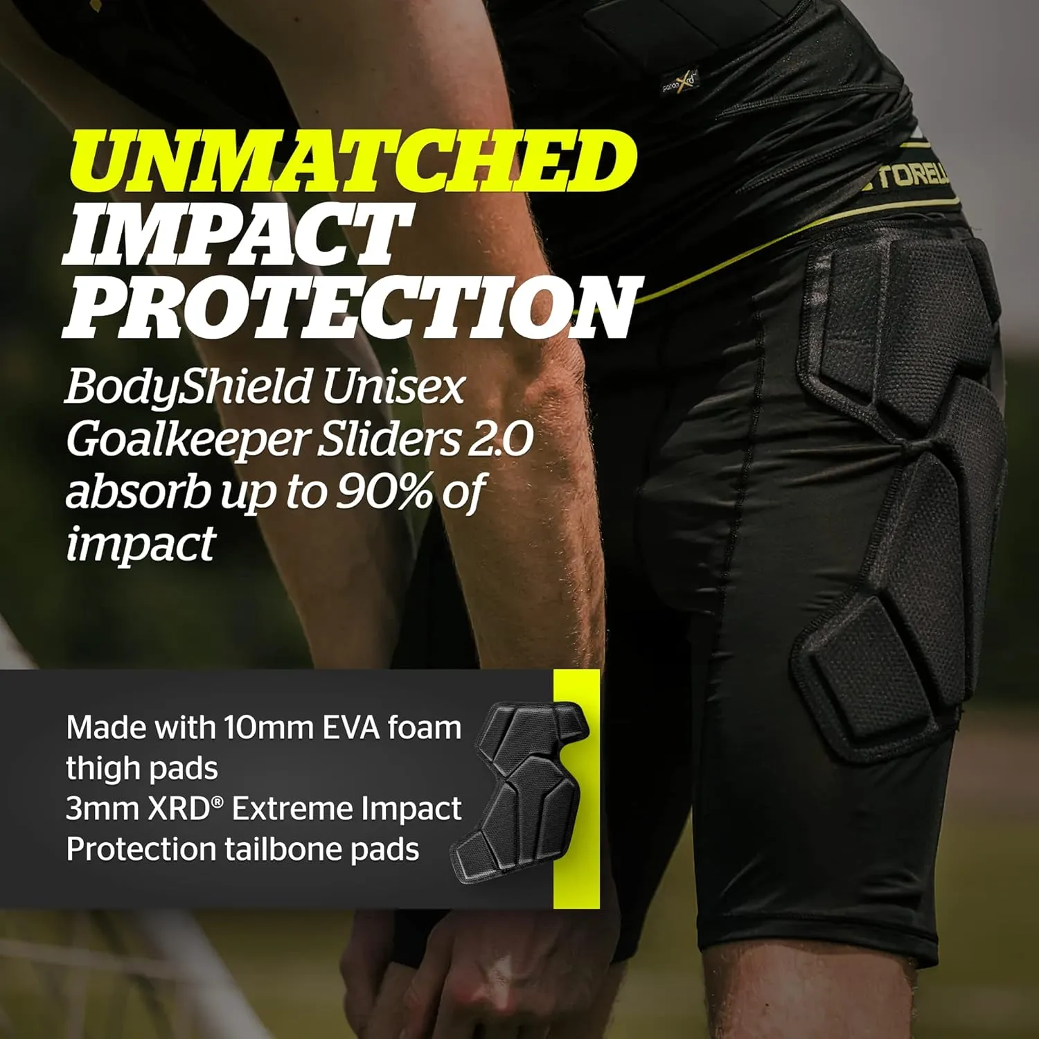 Storelli BodyShield Unisex Goalkeeper Sliders, High-Impact Protection, Sweat-Wicking, UV-Resistant Athletic Undershorts