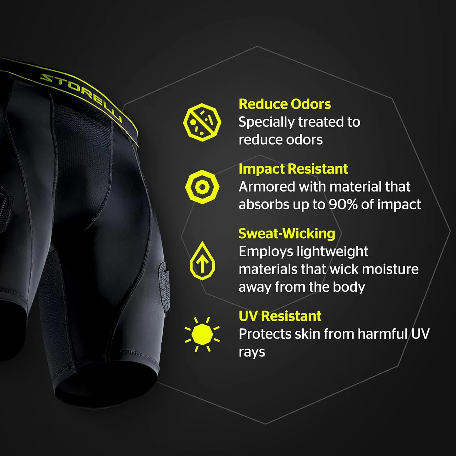 Storelli BodyShield Unisex Goalkeeper Sliders, High-Impact Protection, Sweat-Wicking, UV-Resistant Athletic Undershorts