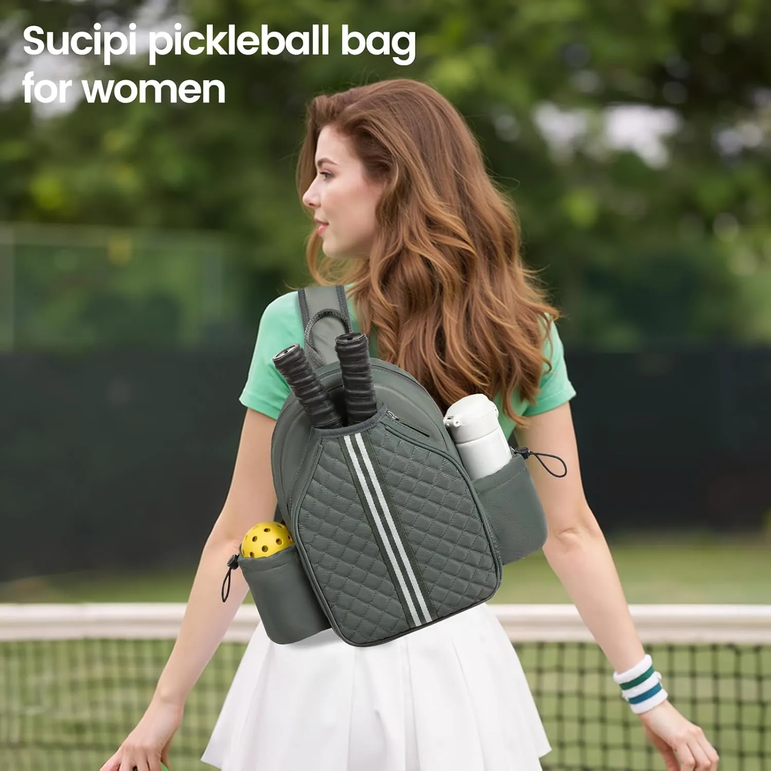 Sucipi Pickleball Bags for Women Lightweight Crossbody Pickleball Sling Bag Stylish Quilted Pickleball Paddle Bag