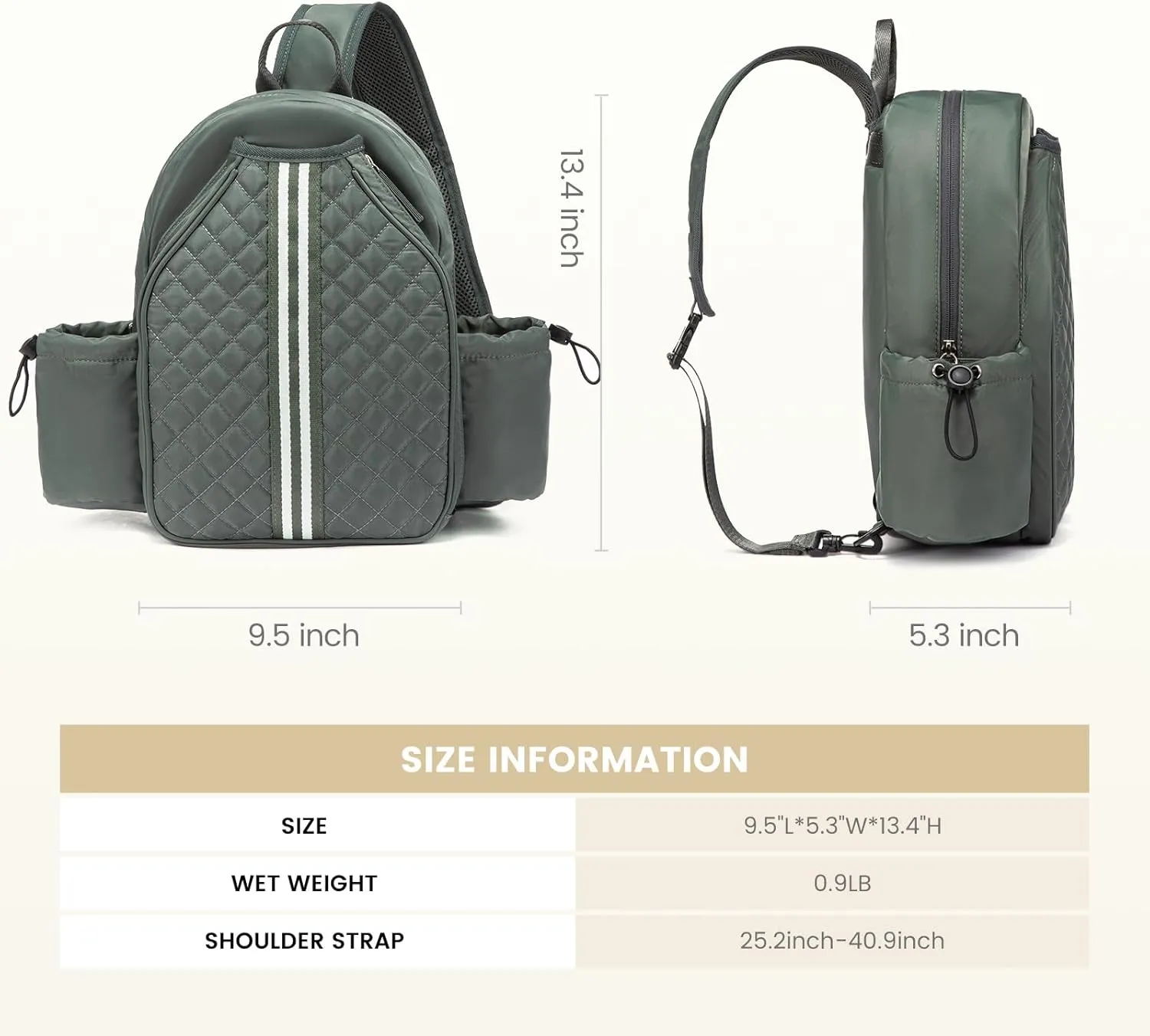 Sucipi Pickleball Bags for Women Lightweight Crossbody Pickleball Sling Bag Stylish Quilted Pickleball Paddle Bag