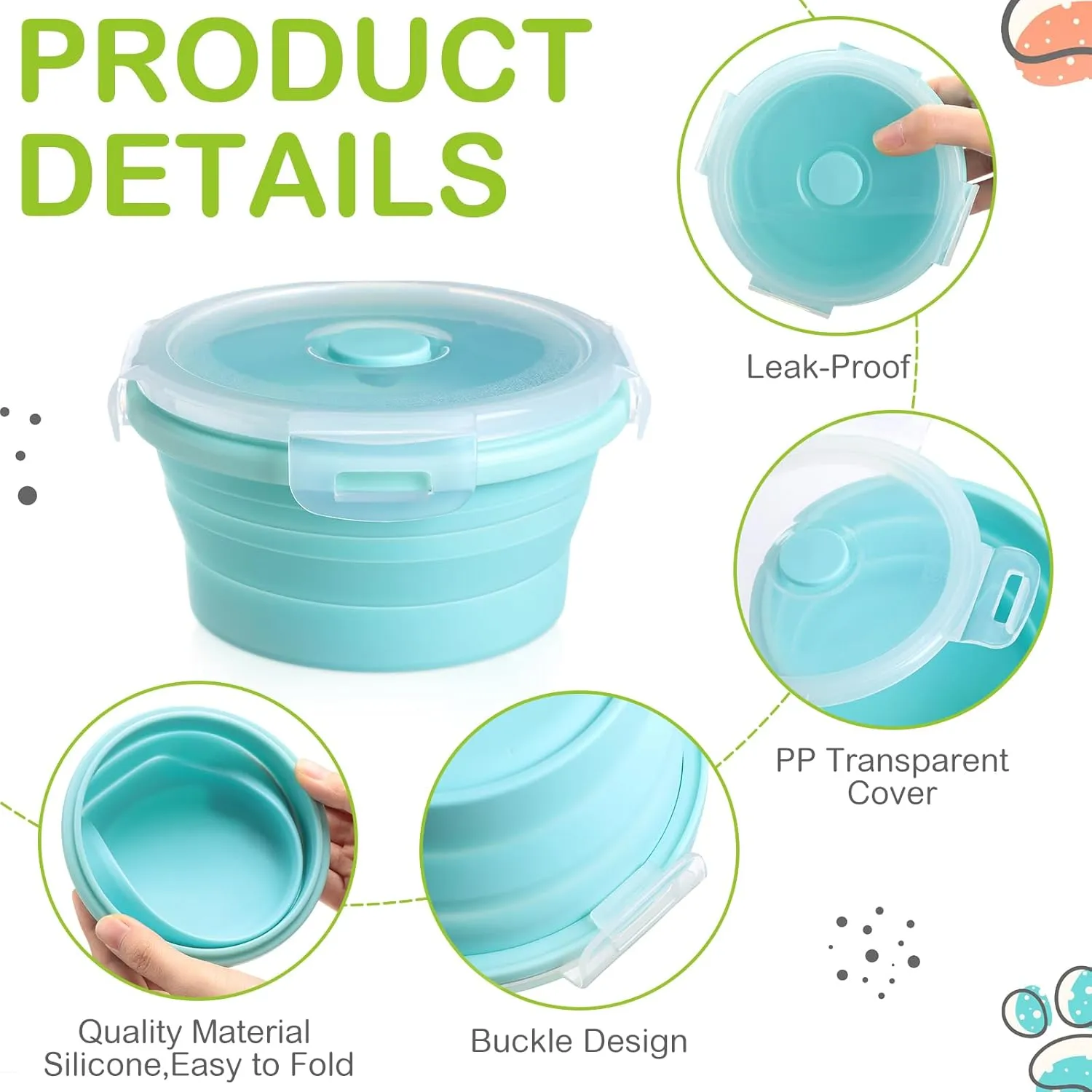 Suclain 4 Pcs Camping Bowl with Lid Collapsible Silicone Lunch Box Salad Bowl Expandable Food Storage Container Folding Travel Container for Hiking Camping(Red, Pink, Blue, Green,17 oz)