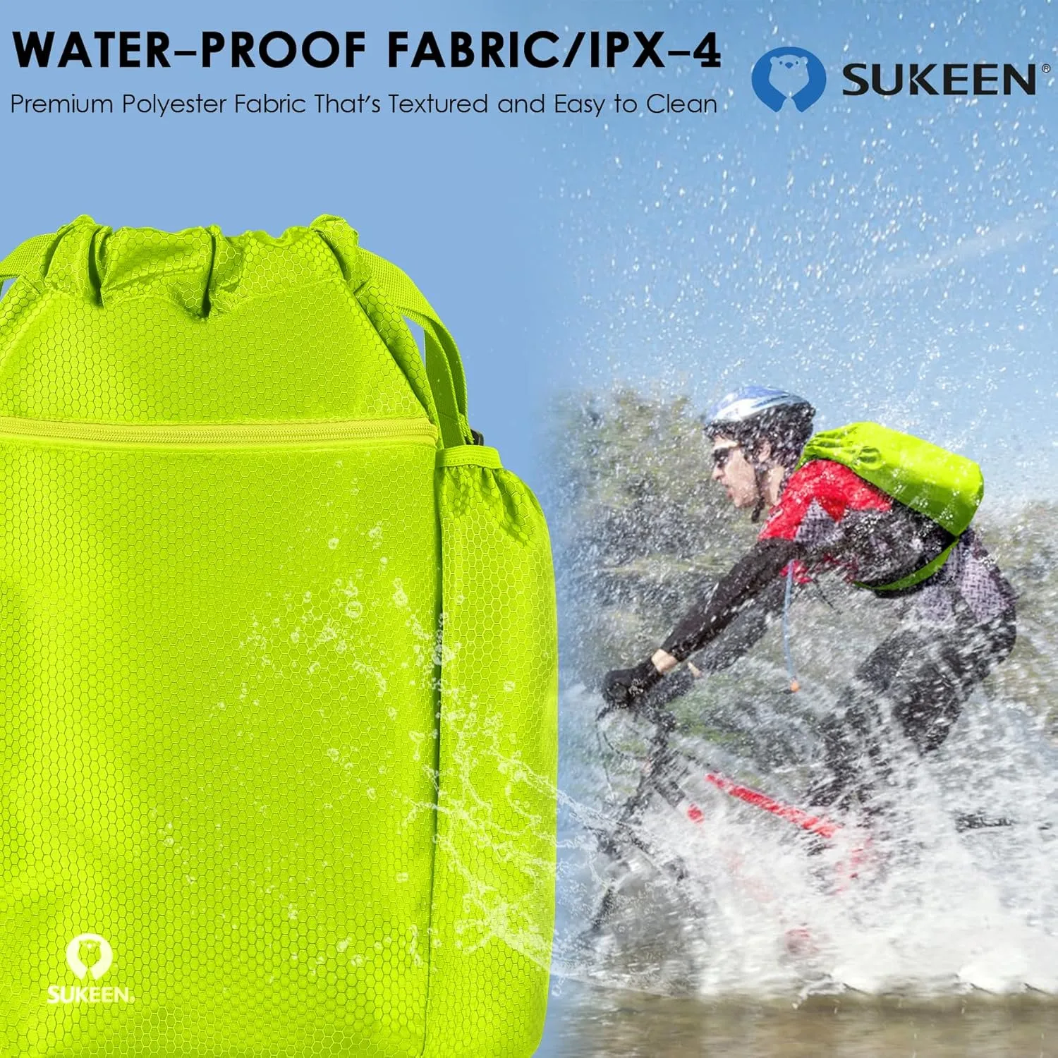 Sukeen Drawstring Backpack Swim Bag Lightweight String Backpack for Beach Pickleball Swimming Pool Gym Workout Gear Sport