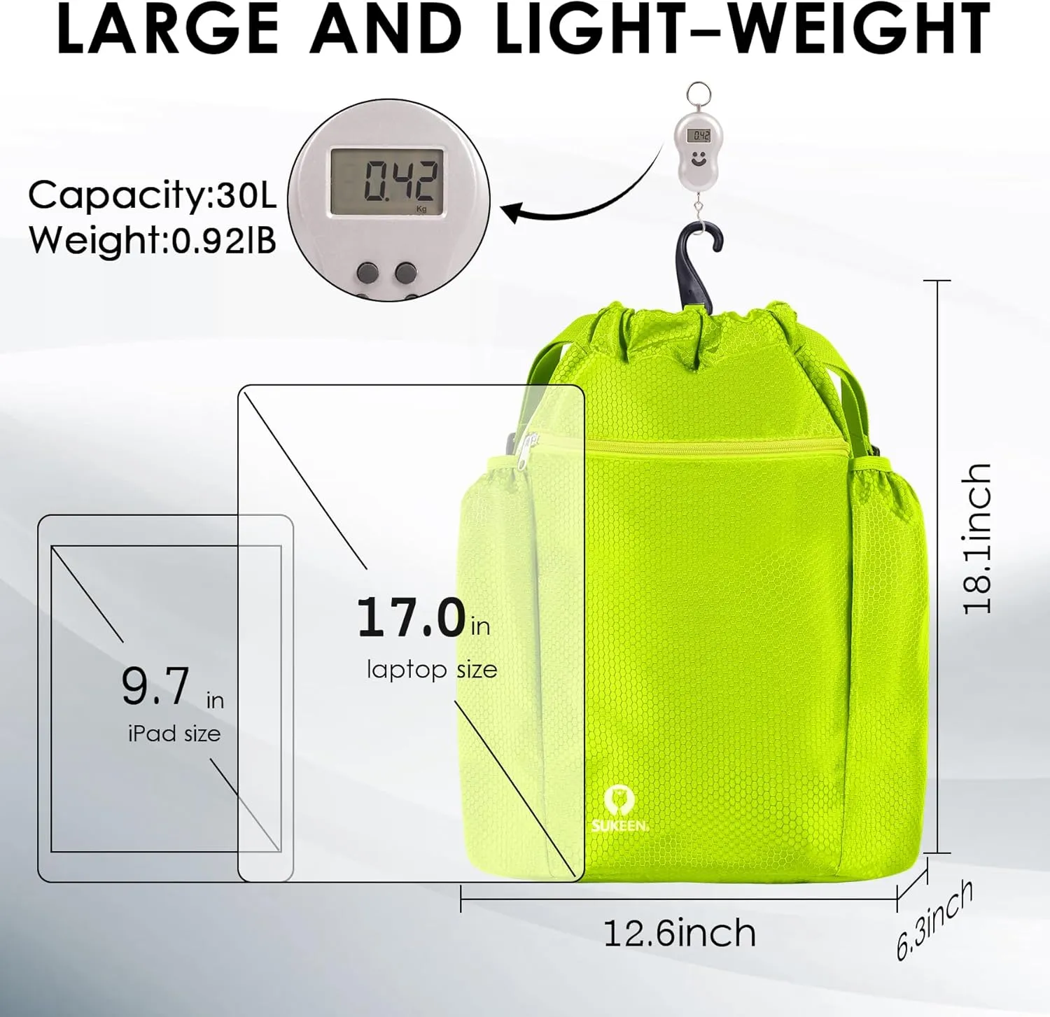 Sukeen Drawstring Backpack Swim Bag Lightweight String Backpack for Beach Pickleball Swimming Pool Gym Workout Gear Sport