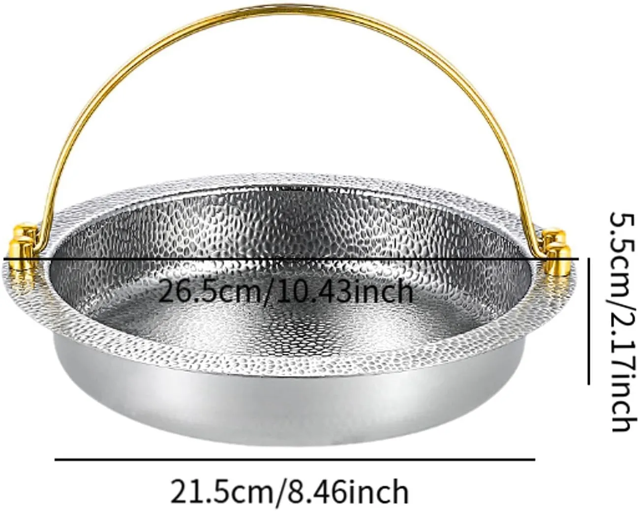 Sukiyaki Pan Hanging Cooking Pot Round,with Handle,Cooking Pot,Sukiyaki Nabe Pot Nabe Pot for Hiking Camping Outdoor Indoor, S