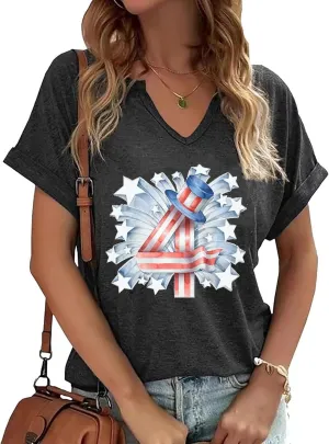 Summer Vintage Rock and Roll T Shirts for Women Casual Country Music Tshirts Rock Band Concert V Neck Tops