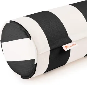 Sunbrella Cabana Stripe White/Black Zippered Neck Roll Bolster (Set of 2)