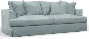 Sunset Trading Newport Slipcovered Sofas, Large 94" Wide Stationary, Performance Fabric Ocean Blue