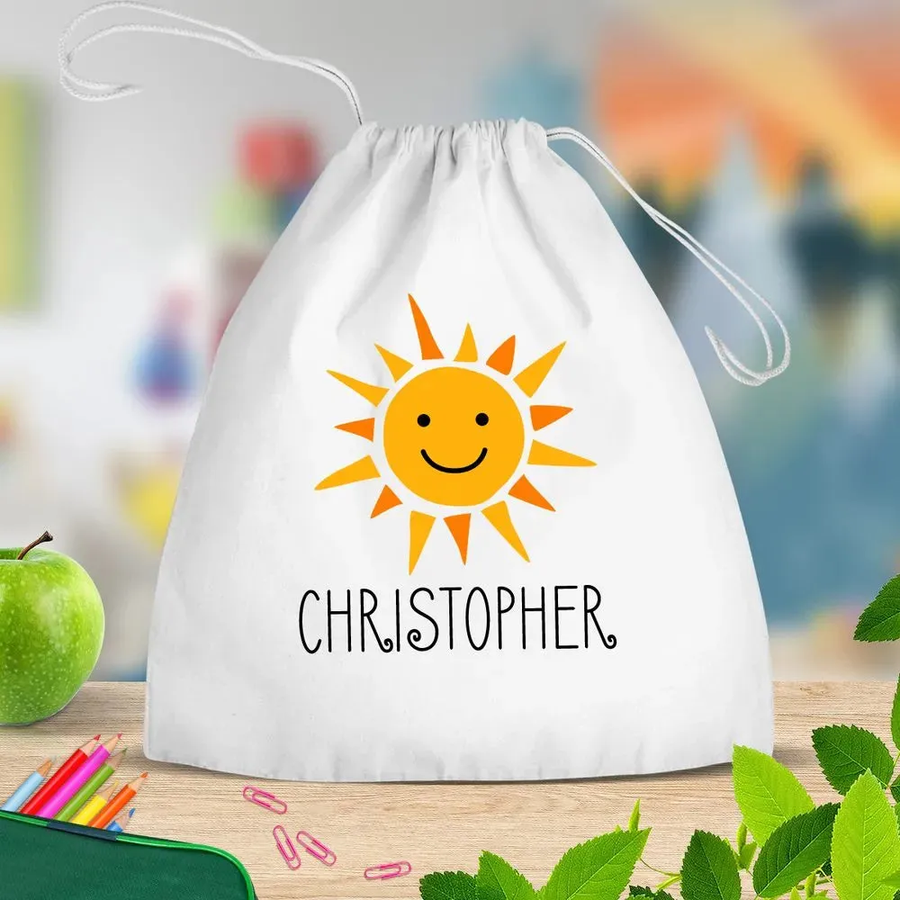 Sunshine White Drawstring Bag