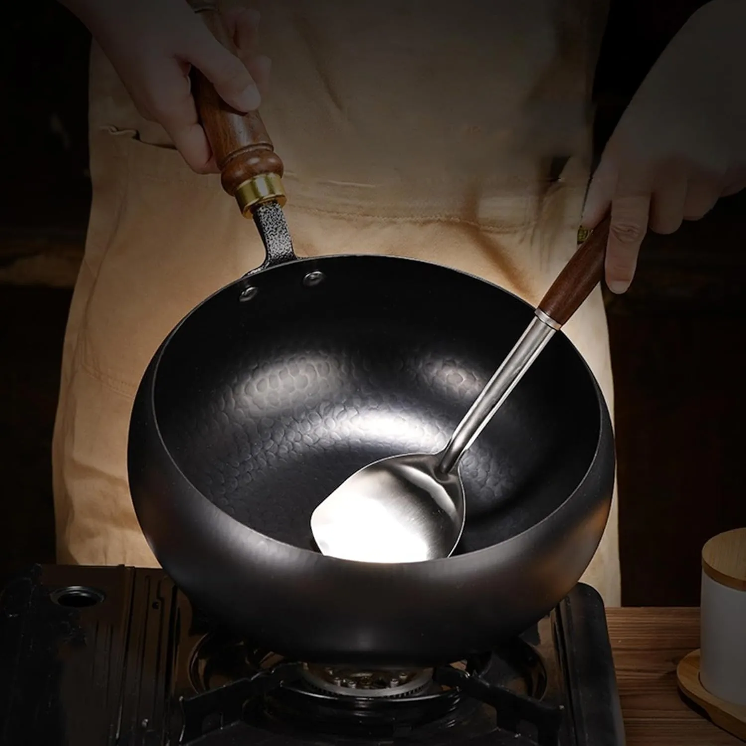 Suntuup Japanese Iron Pan, Uncoated Iron Pan, Hand-Forged Non-Stick Pans without Coating, Japanese Frying Pans with Lid (with Glass Lid - A,28cm/11.02in)