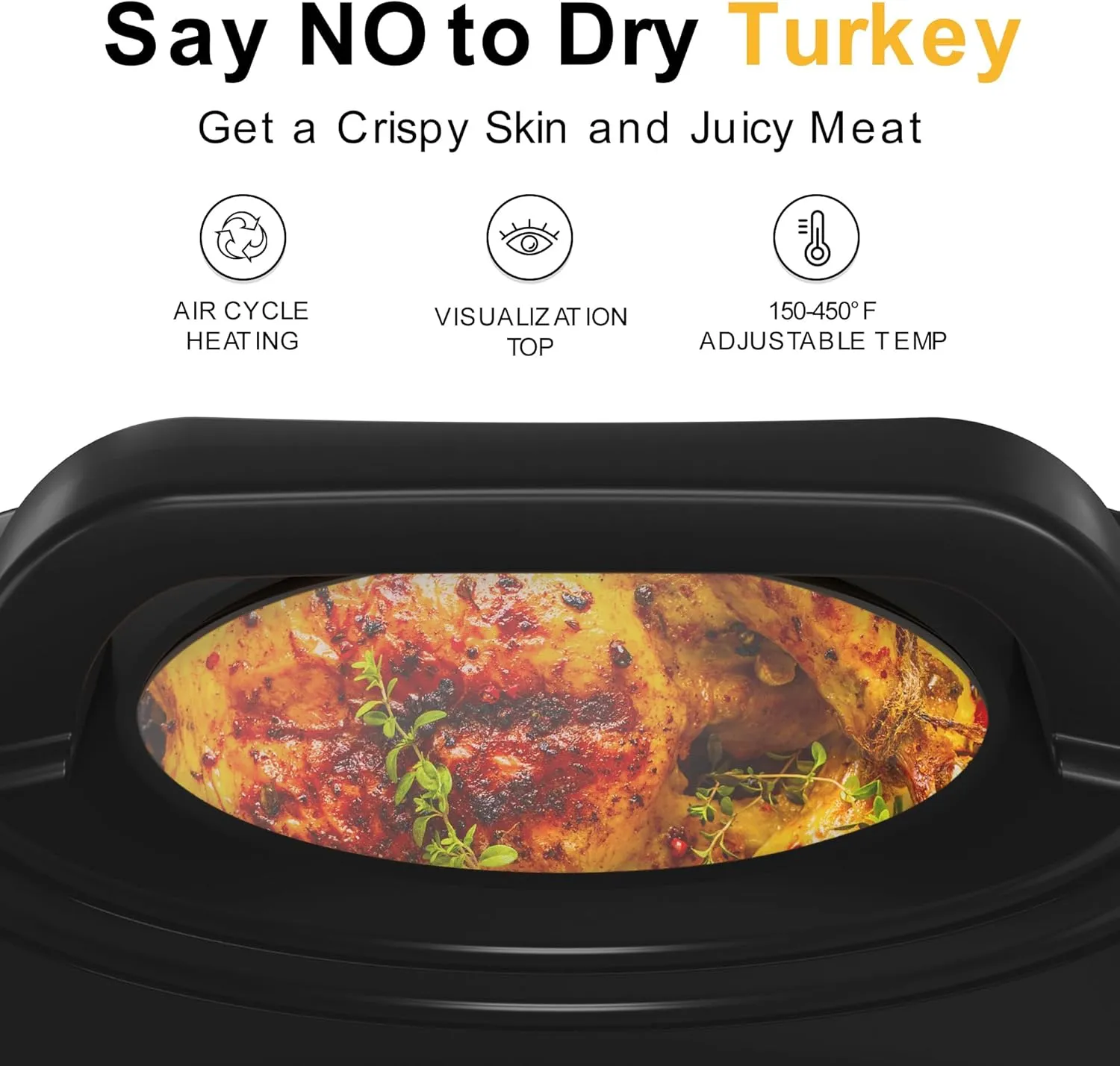 Sunvivi Roaster Oven, Electric Roaster Oven with Viewing Lid, 28lb 24-Quart Turkey Roaster with Unique Defrost/Warm Function, Large Roaster with Removable Pan & Rack, Stainless Steel, White