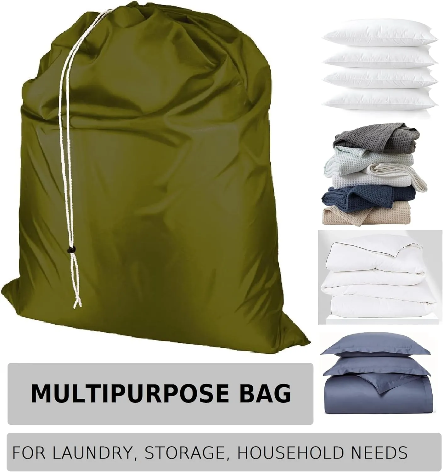Super Extra Large Heavy Duty 100% Nylon Laundry Storage Bag, H U G E size: L 40" x H 50", Perfect for Car Travel and Moving. Made in USA. (OLD GOLD)