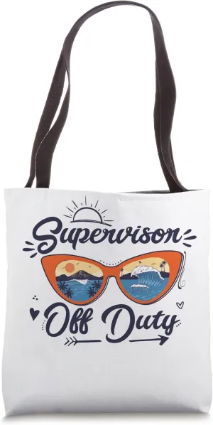 Supervisor Off Duty Sunglasses Beach Sunset Summer Retro Tote Bag