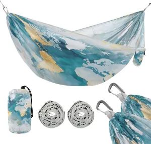 susiyo Portable Camping Hammock World Map Printed Lightweight Hammock Comfortable Travel Swing with Tree Straps for Camping Hiking Backpacking Travel or Beach - Up to 330lbs