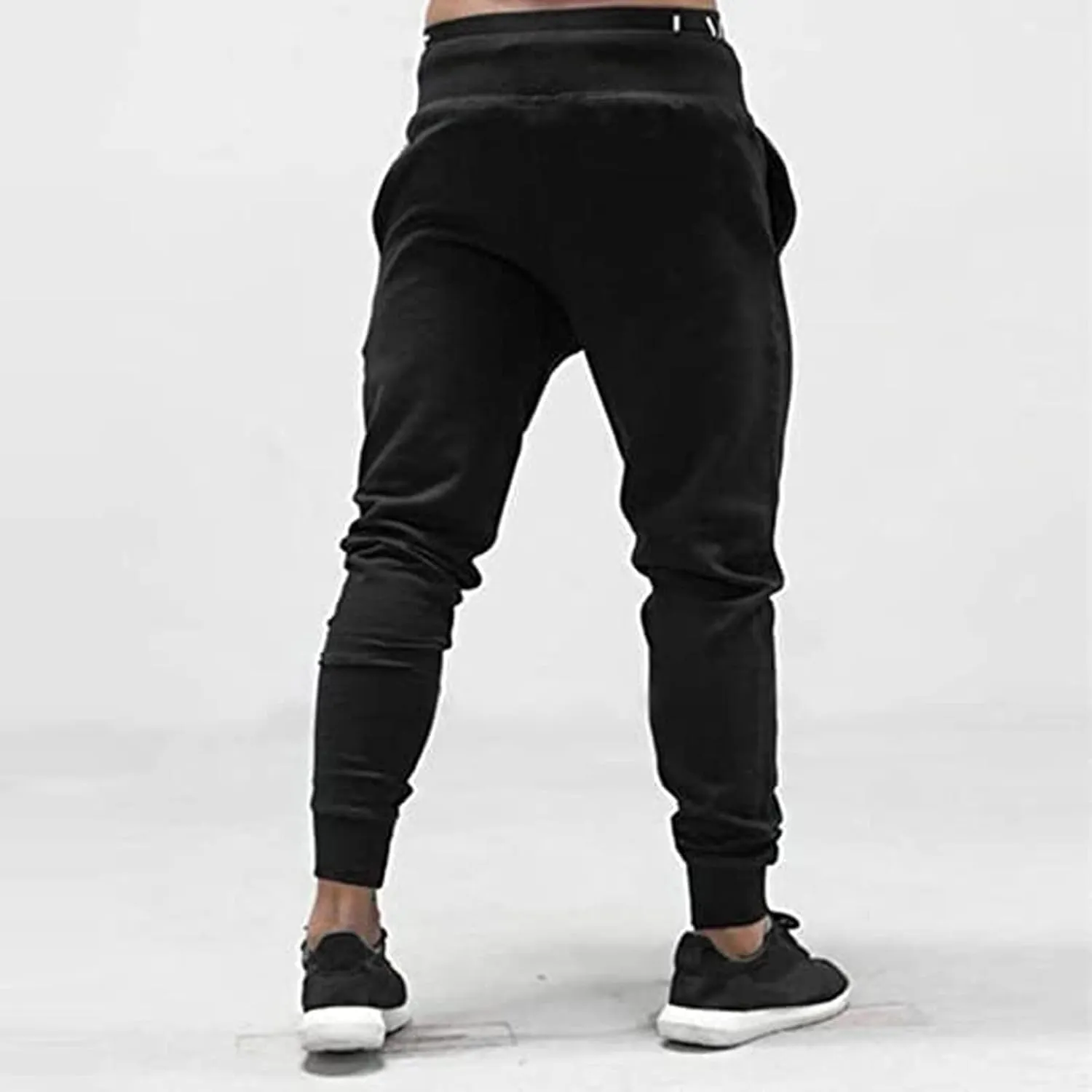 Sweatpants for Men Track Cuff Solid Color Lace up Comfy Workout Pants with Pocket Elastic Waist Joggers Baggy