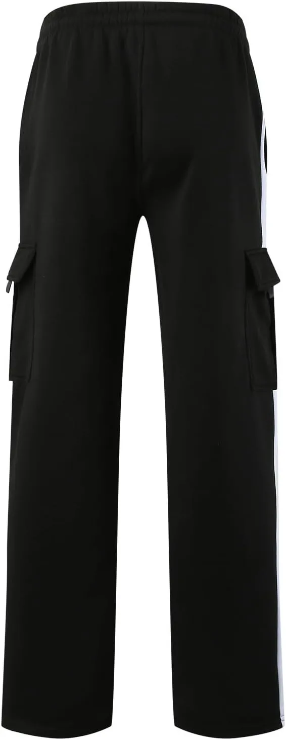 Sweatpants for Men Track Cuff Solid Color Lace up Comfy Workout Pants with Pocket Elastic Waist Joggers Baggy