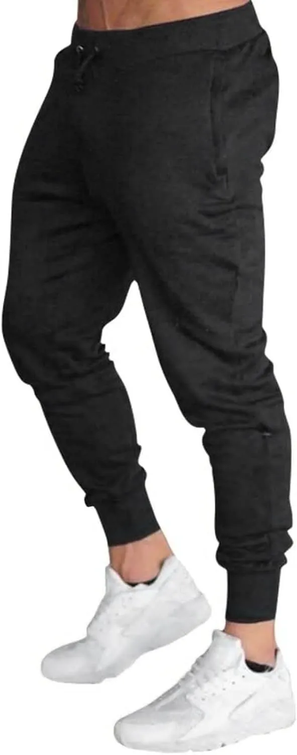 Sweatpants for Men Track Cuff Solid Color Lace up Comfy Workout Pants with Pocket Elastic Waist Joggers Baggy