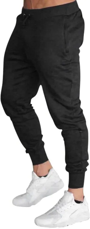 Sweatpants for Men Track Cuff Solid Color Lace up Comfy Workout Pants with Pocket Elastic Waist Joggers Baggy