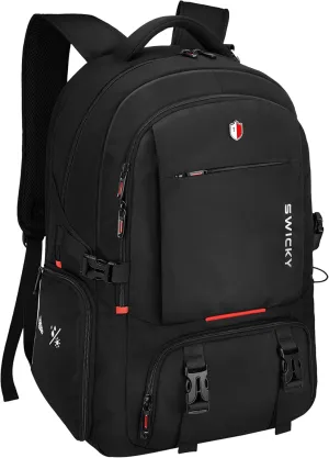 SWICKY 60L Travel Backpack Outdoor, Expandable Backpack with Shoe Compartment/Laptop Bag/Water Resistant/USB Port for Women & Men, Ideal for Travel and Hiking（Black）