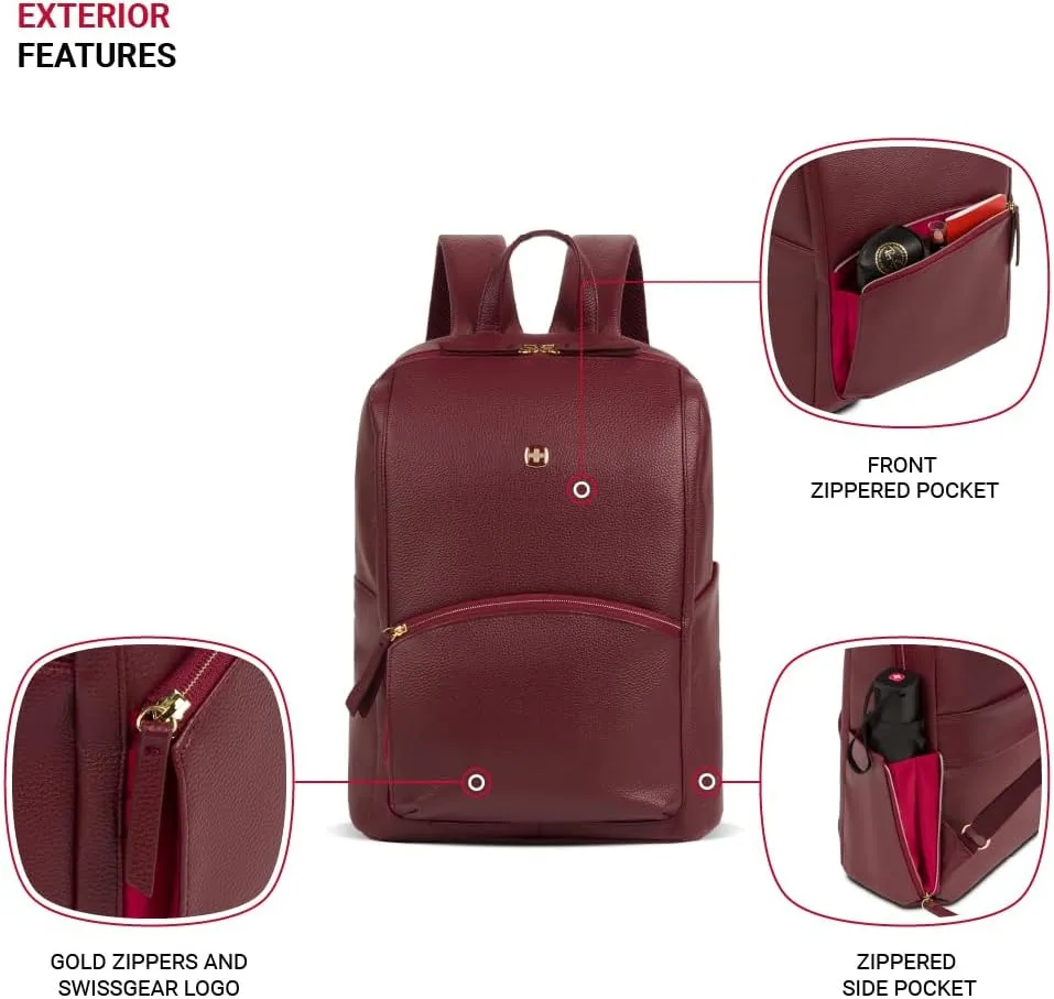 SwissGear Serenity Luxe Women's Laptop Backpack, Red, 16 Inches
