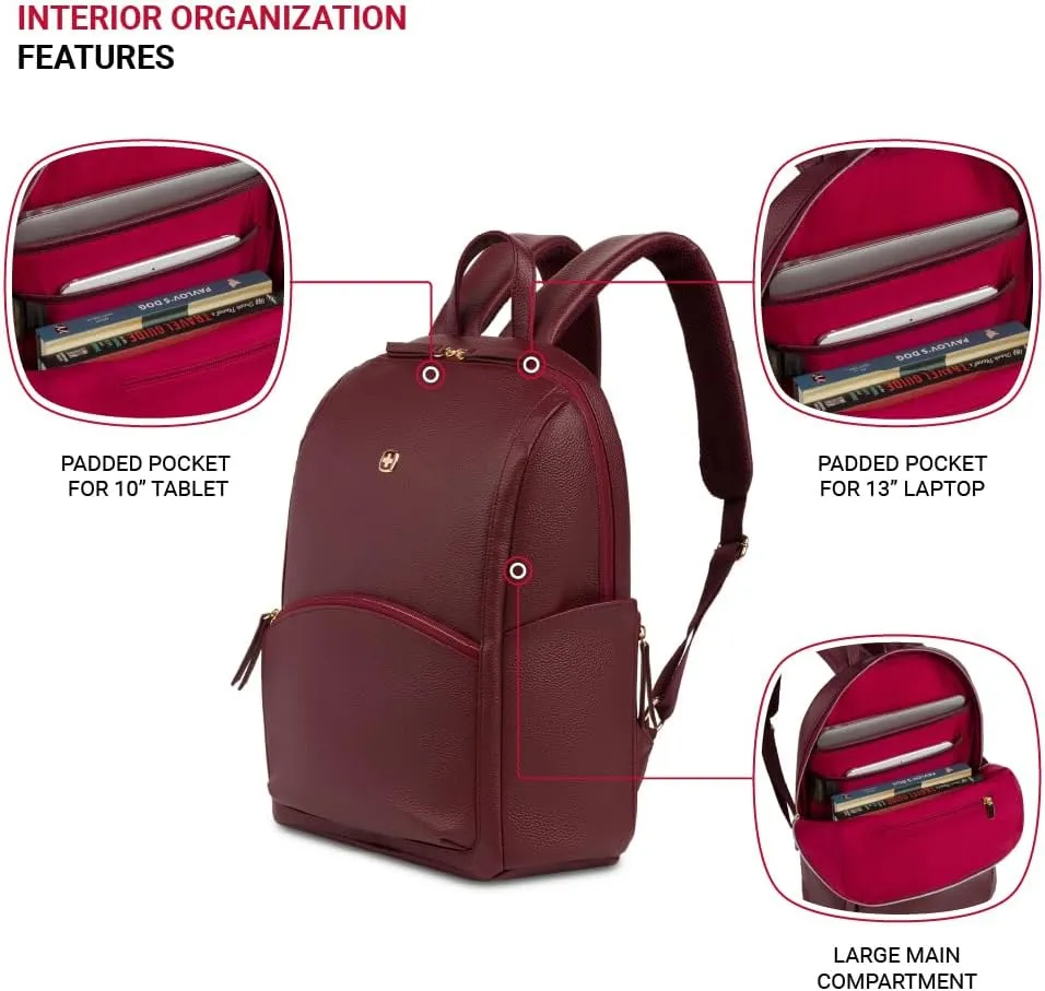 SwissGear Serenity Luxe Women's Laptop Backpack, Red, 16 Inches