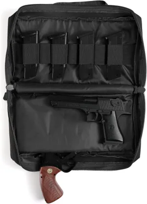 Tactical Pistol Case, Padded Handgun Firearm Case Double Shooting Gun Range Duffle Bag with Multiple Magazine Slots for Hunting Shooting Outdoor Activities
