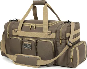 Tactical Range Duffel Heavy Duty Military Molle Gear Travel Sports Gym Bag Lockable Zippers with US Flag Patch (22 Inch, 22 Inch)