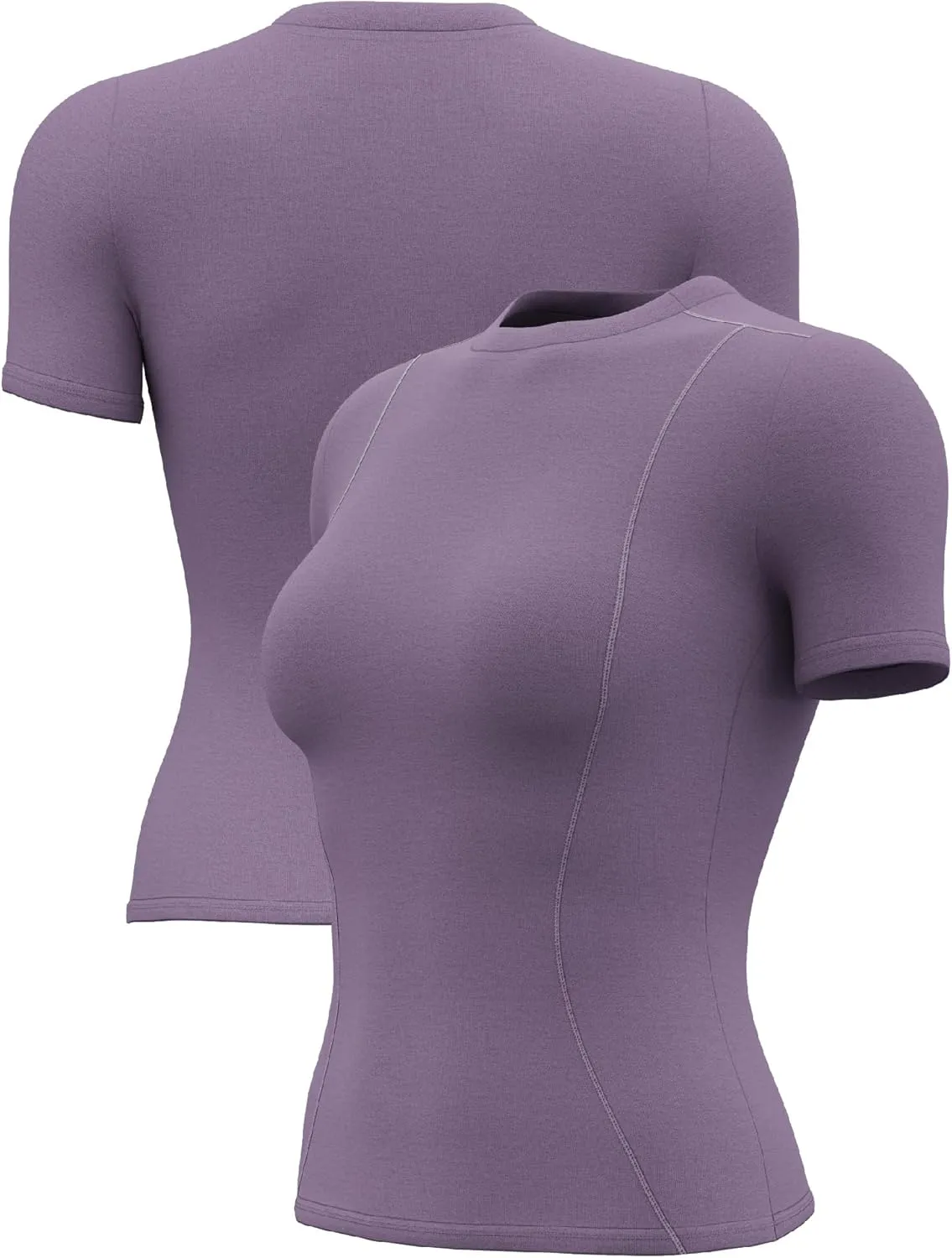 TAISIM Women's Dry Fit Workout Shirt Crew Neck Compression Top