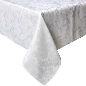 Tektrum Heavy Duty 60 X 102 inch Rectangular Damask Jacquard Tablecloth Table Cover - Waterproof/Spill Proof/Stain Resistant/Wrinkle Free - Great for Banquet, Parties, Dinner, Wedding (White)