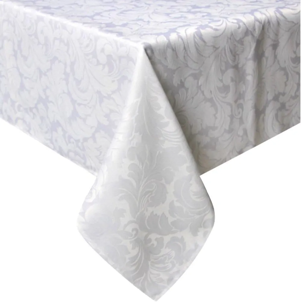 Tektrum Heavy Duty 60 X 102 inch Rectangular Damask Jacquard Tablecloth Table Cover - Waterproof/Spill Proof/Stain Resistant/Wrinkle Free - Great for Banquet, Parties, Dinner, Wedding (White)