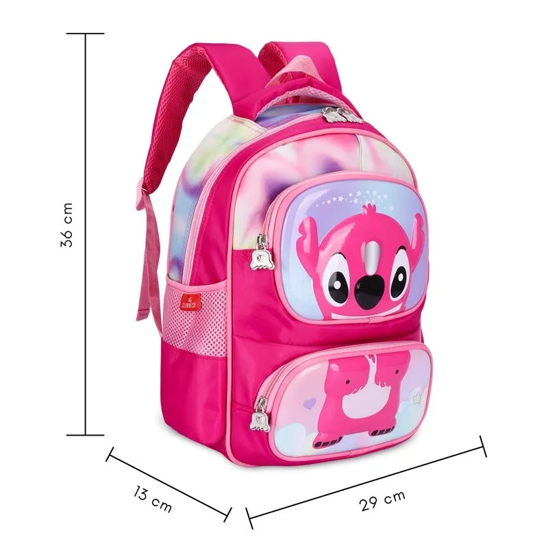 THE CLOWNFISH Little Champ Kids Backpack - Durable, Lightweight, Fun Design | 13.6 Litres | Dark Pink