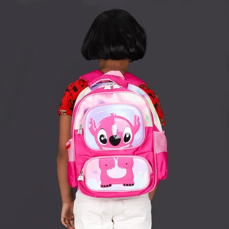 THE CLOWNFISH Little Champ Kids Backpack - Durable, Lightweight, Fun Design | 13.6 Litres | Dark Pink