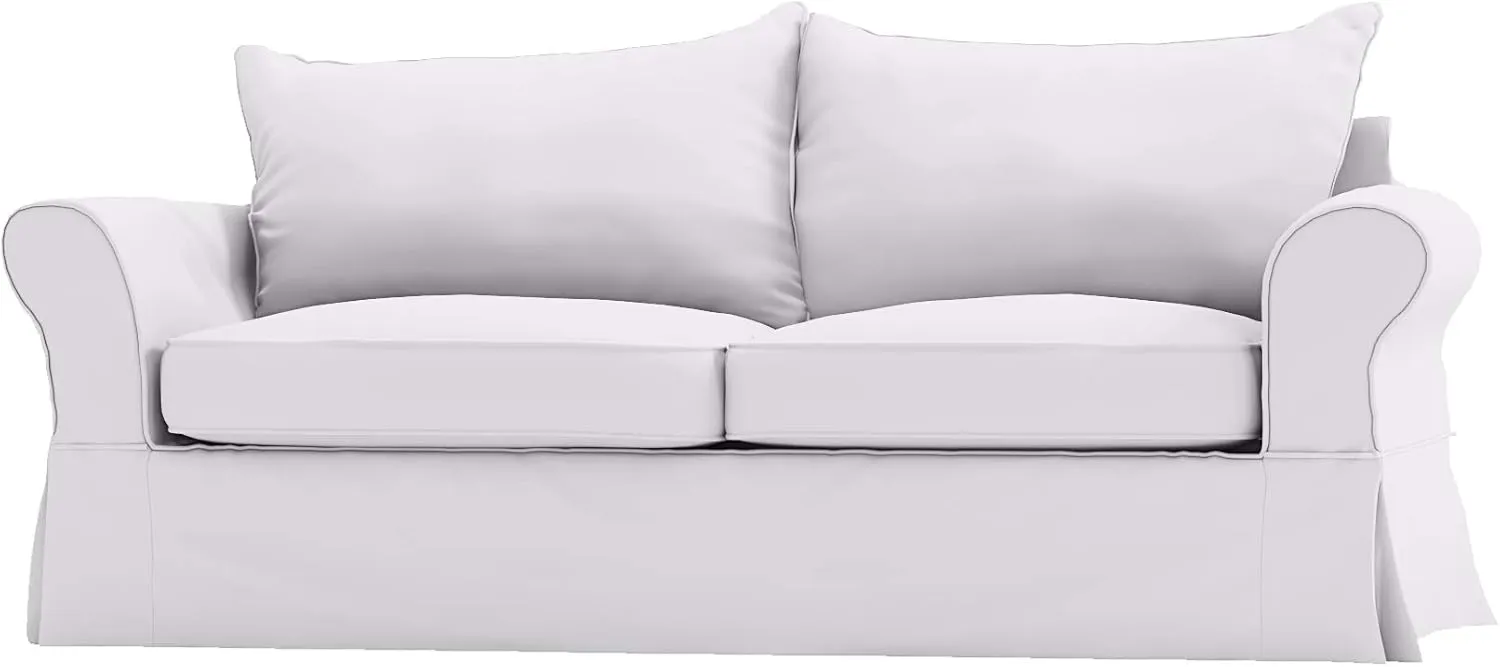 The Cotton Sofa Cover Only Fits Pottery Barn PB Comfort Grand Roll Arm Sofa. A Durable Sofa Slipcover Replacement (White Knife Edge)