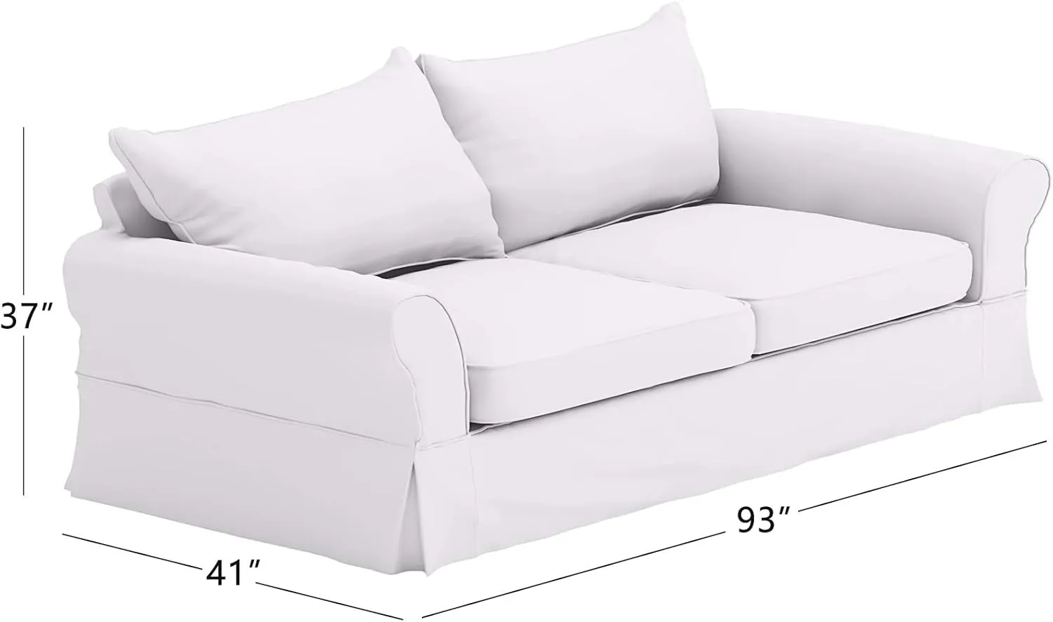 The Cotton Sofa Cover Only Fits Pottery Barn PB Comfort Grand Roll Arm Sofa. A Durable Sofa Slipcover Replacement (White Knife Edge)