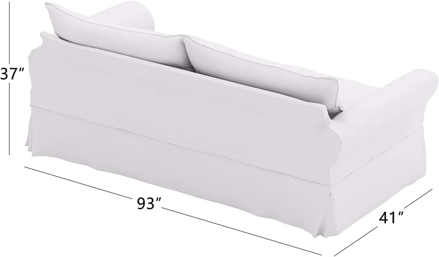 The Cotton Sofa Cover Only Fits Pottery Barn PB Comfort Grand Roll Arm Sofa. A Durable Sofa Slipcover Replacement (White Knife Edge)