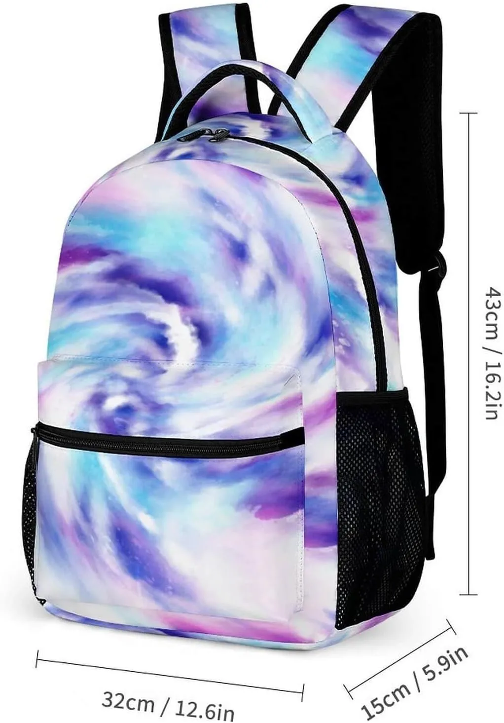 Tie Dye Backpack with Lunch Box & Pencil Case for Kids Girls Boys School, 16 Inch Cute Tie Dye Bookbag, School Backpack for Students Children, Lightweight, Large Capacity