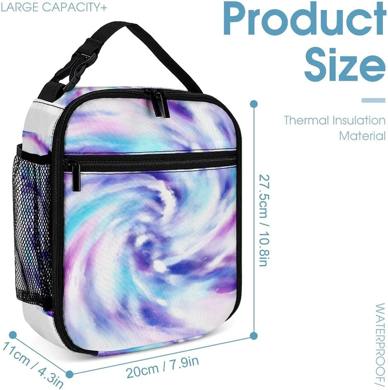 Tie Dye Backpack with Lunch Box & Pencil Case for Kids Girls Boys School, 16 Inch Cute Tie Dye Bookbag, School Backpack for Students Children, Lightweight, Large Capacity