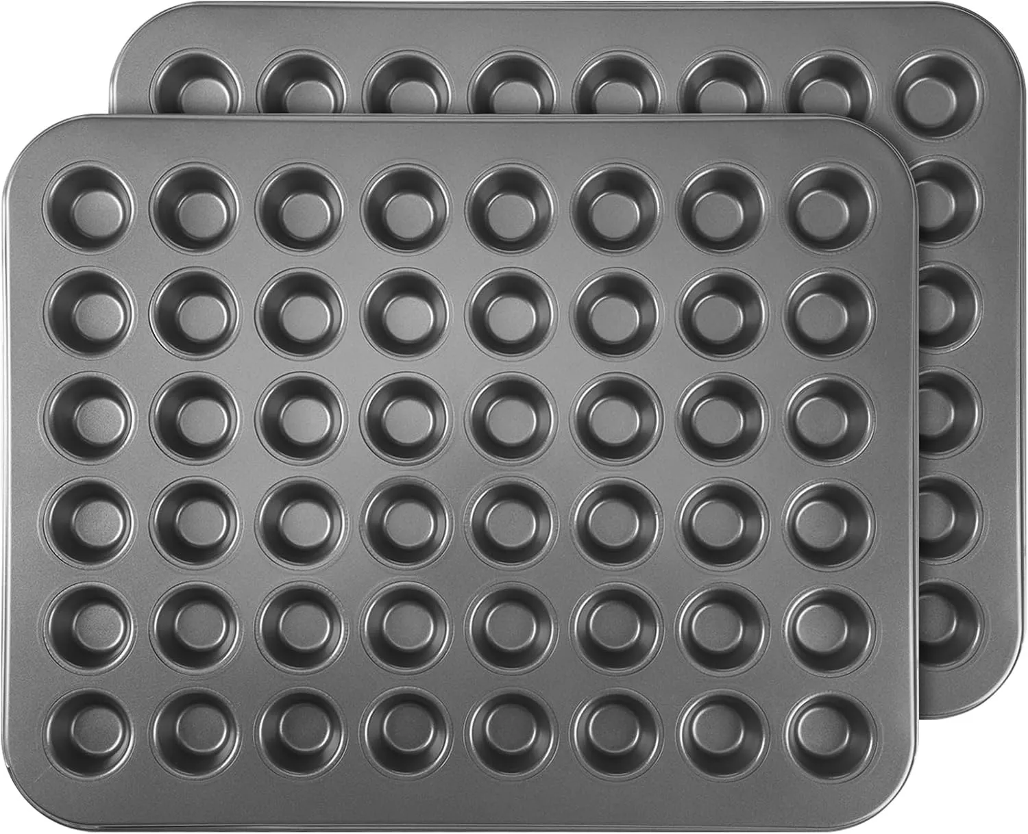Tioncy 2 Pcs 48 Cup Mini Muffin Pan 15.94 x 12.6 x 0.79 Inches Nonstick Small Cupcake Pan Steel Mini Muffin Tin for Baking Cheesecake Tailgate Party supplies, Dishwasher Safe (Black)