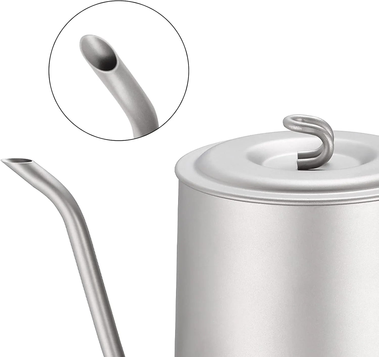 Titanium Kettle Pot for Camping Ultralight Pour Over Gooseneck Coffee Kettle Backpacking with Braided Handle & Drawstring Case -950ml/33.4fl oz