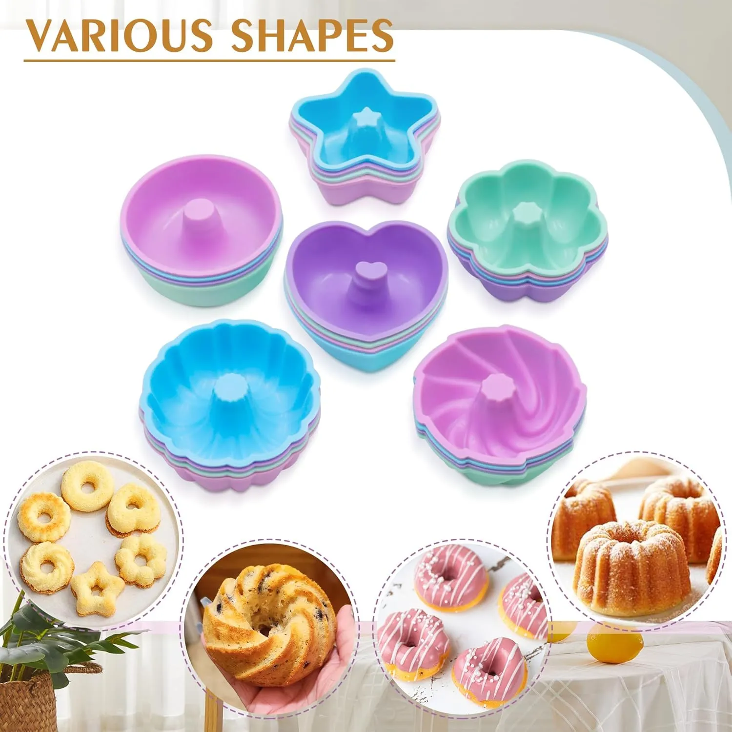 To encounter 31 Pieces Silicone Baking Pans Set, Nonstick Bakeware Sets, Non-Stick Silicone Molds, with Metal Reinforced Frame More Strength, Light Grey
