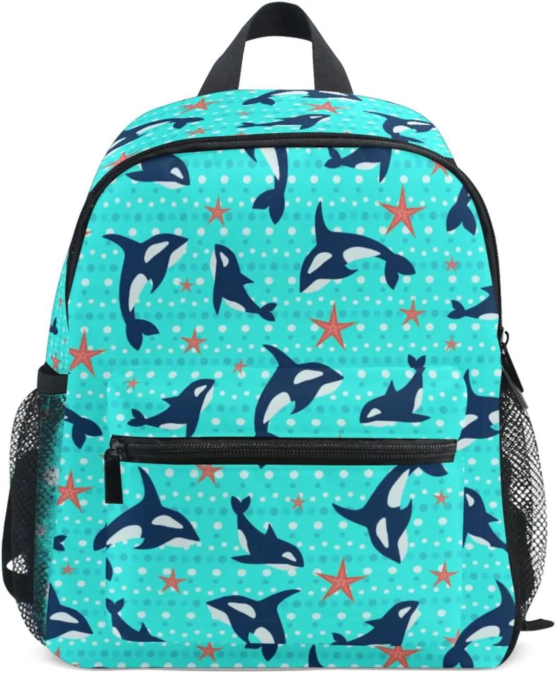 Toddler Backpack for Boys Girls Killer Whale and Starfish Preschool Kindergarten Schoolbag Mini Book Bag For School Travel M