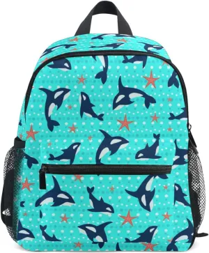 Toddler Backpack for Boys Girls Killer Whale and Starfish Preschool Kindergarten Schoolbag Mini Book Bag For School Travel M