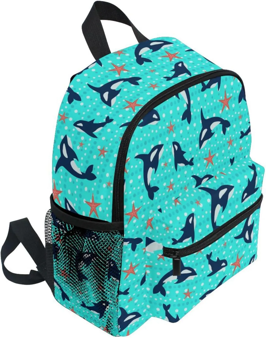 Toddler Backpack for Boys Girls Killer Whale and Starfish Preschool Kindergarten Schoolbag Mini Book Bag For School Travel M
